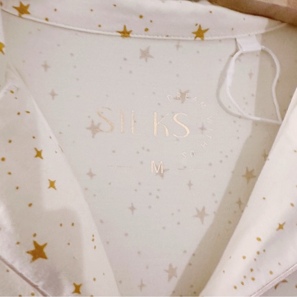 Silks Stars Long Sleeve Pajama Top Ivory Yellow Sleepwear - Picture 3 of 5